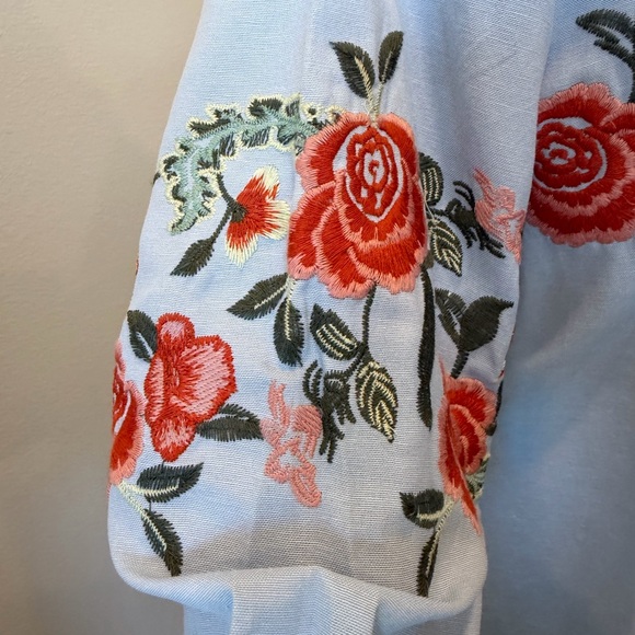 Hannah Light Blue Shirt with Floral Embroidery - Picture 5 of 11